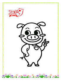 猪 简笔画 线条画 线条 可爱