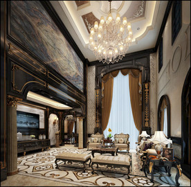 奢华欧式别墅客厅效果图3D模型