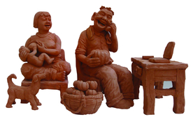 夫妻泥塑