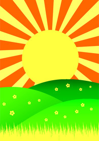 卡通 背景 太阳 草地