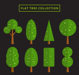 扁平化绿色树木