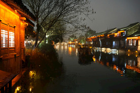 江南水乡乌镇西栅 夜景灯光