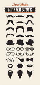 胡子眼镜文艺艺术图标标志成套