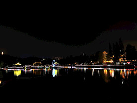 中山市 夜景 逸仙湖公园 霓虹