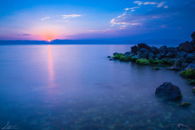 湖景 夜晚 黄昏 湖山 摄影