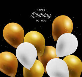 精美金色和白色生日气球