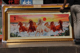 十字绣八骏图