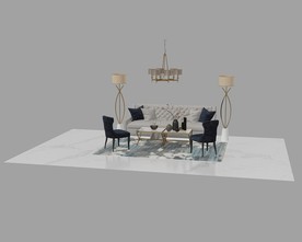 欧式沙发台灯模型