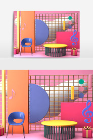 C4D春天小清新C4D场景模型