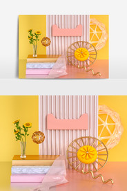 C4D黄色电商小场景模型