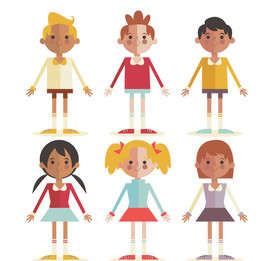 6款可爱扁平化儿童矢量素材