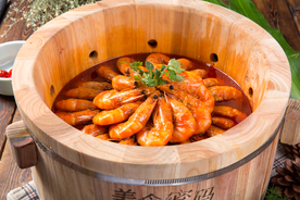美食密码木桶火锅基围虾高清图