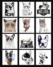 动漫卡通狗狗组合印花图案