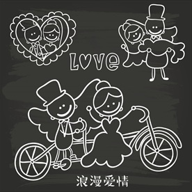 卡通婚礼邀请黑板涂鸦