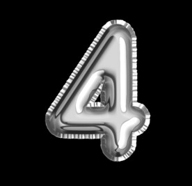 铝箔 气球 数字 4 PNG