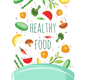 创意落入锅中的健康食材