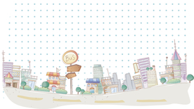 回家路口手绘街道风景卡通