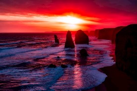 红色大海夕阳
