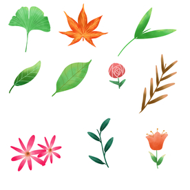 树叶花卉