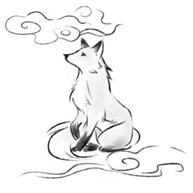 水墨动物元素狐狸手绘中国