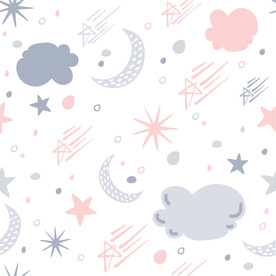 云朵月亮星星卡通涂鸦