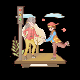 插画文明礼仪红路灯