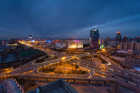 北京高架桥主干道夜景