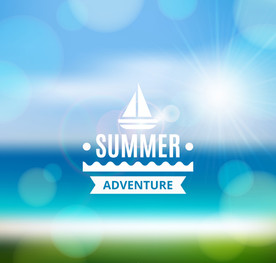 模糊夏季沙滩风景海报