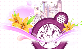 曲线圆形百合背景