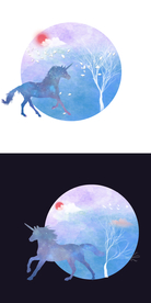 唯美动物独角兽背景插画
