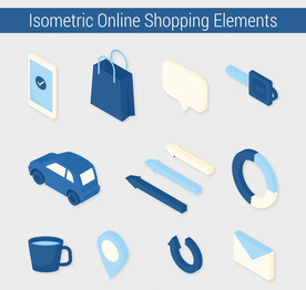 11款立体蓝色网上购物图标矢量