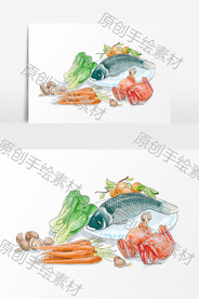 手绘美食插画元素