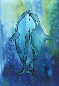 水彩画鲸鱼插画素材