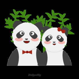 卡通熊猫手绘高清图竹子