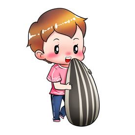 卡通小孩吃瓜子