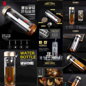 淘宝双层玻璃水杯详情页主图宝贝