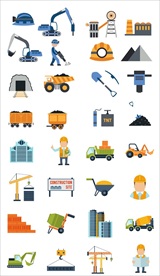 煤矿生产图标插画