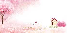 卡通风景人物插画背景