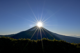 太阳 阳光 富士山