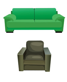 2款冷色调绿色沙发矢量图