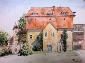 手稿水彩 建筑画 别墅