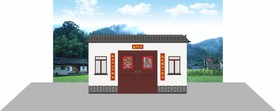 乡村房子小品场景搭建矢量效果图