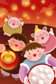 元宵节创意插画