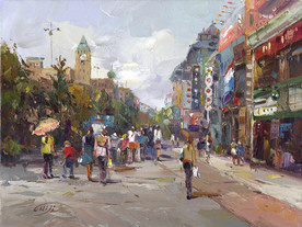 油画街景风景