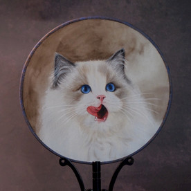手绘猫咪团扇