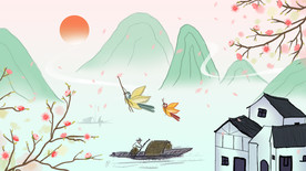 淡雅风景插画展示PSD素材