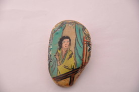 卵石画摄影作品美女图古代仕女