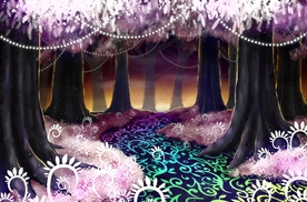 彩色森林插画动漫背景