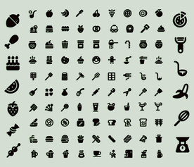 西餐与厨具手绘简约小图标