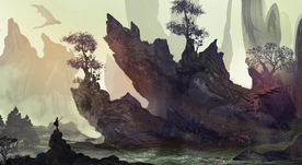 彩色风景群山插画背景